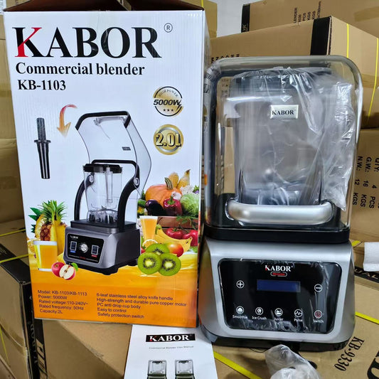 KABOR Pure Copper Soundproof Commercial Blender – Ultra-Quiet 5000W