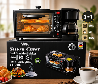 3-in-1 Breakfast Maker KW-206 | Oven + Frying Pan + Coffee Maker