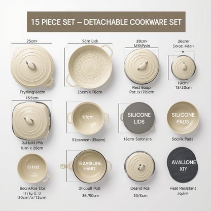 Premium Non-Stick Cookware Set – Complete 15-Piece Kitchen Collection