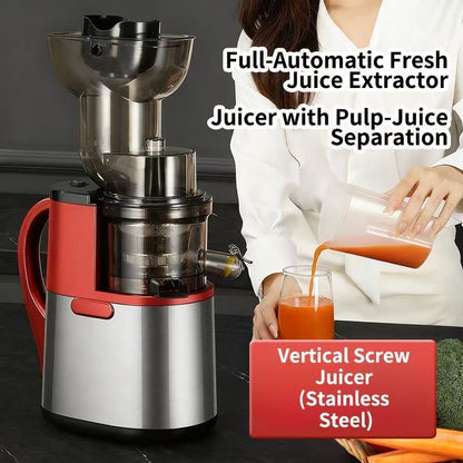 Full-Automatic Fresh Juice Extractor - Vertical Screw Juicer with Pulp-Juice Separation