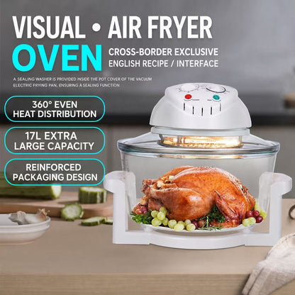 17L Visual Air Fryer Oven — 360° Heat, Glass Bowl, Multi-Function