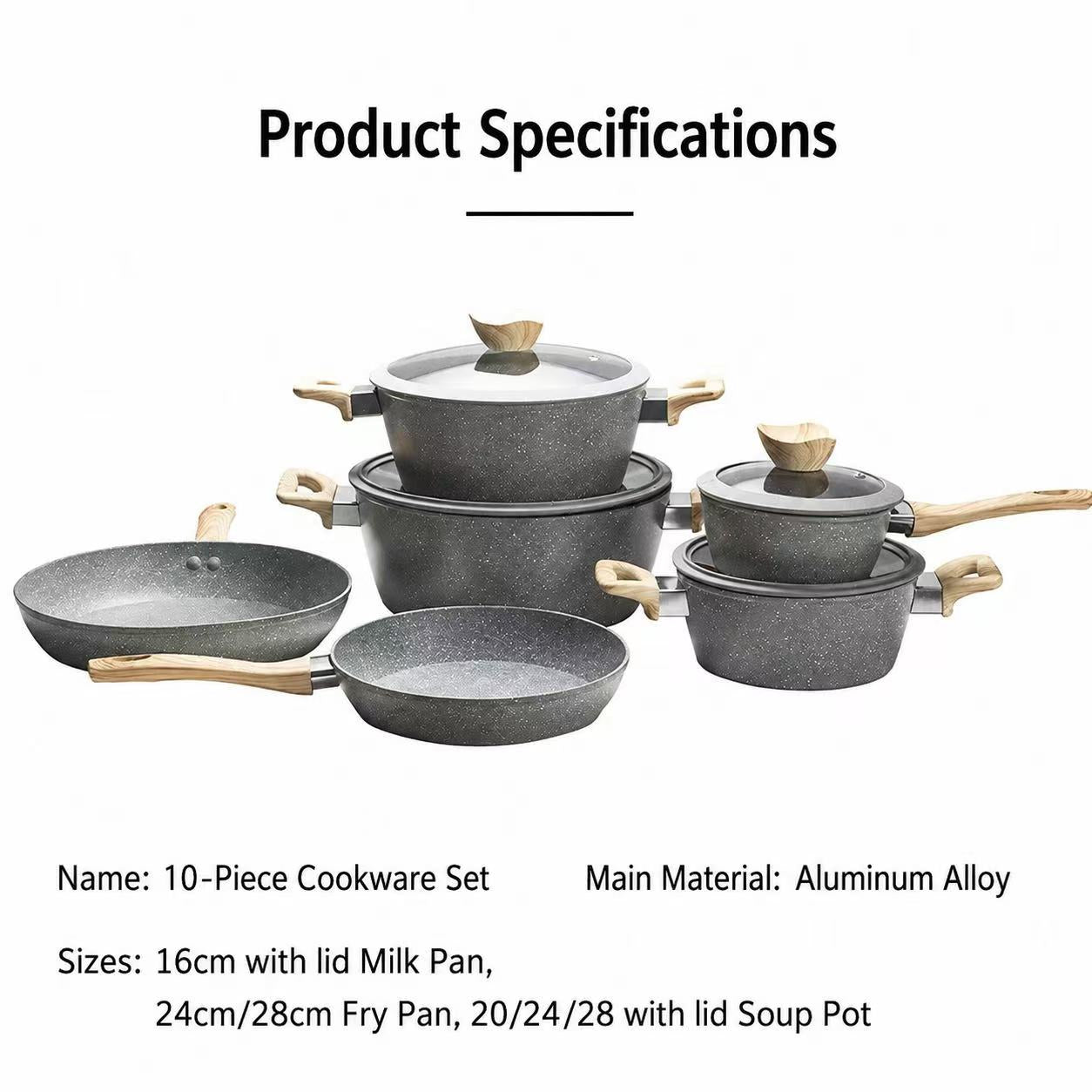 10-Piece Granite Stone Cookware Set