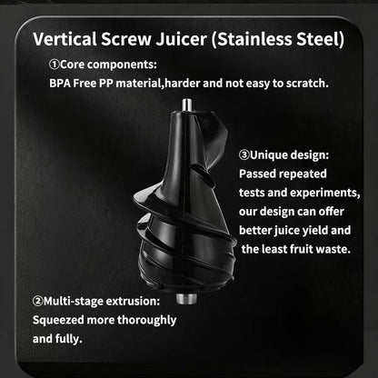 Full-Automatic Fresh Juice Extractor - Vertical Screw Juicer with Pulp-Juice Separation