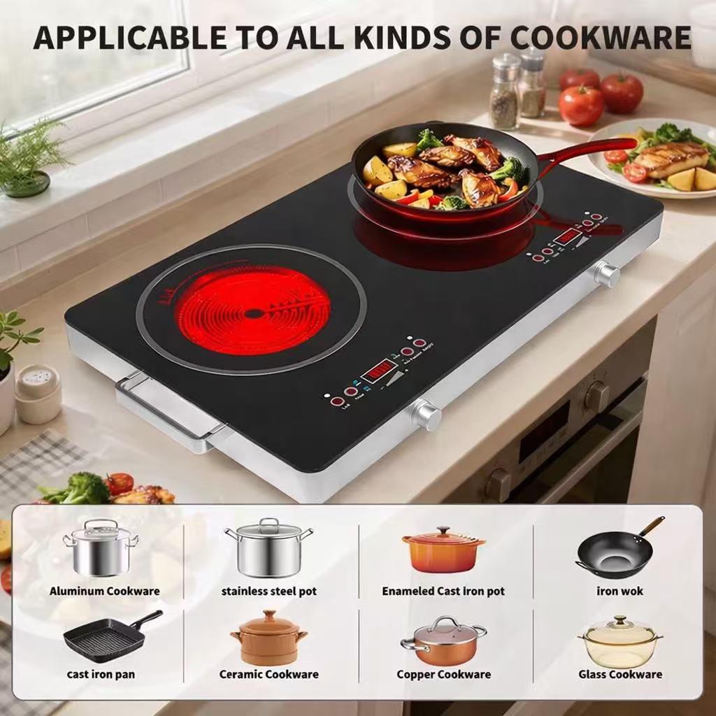 Portable Dual Electric Cooktop - 3600W Double Burner with Sensor Touch