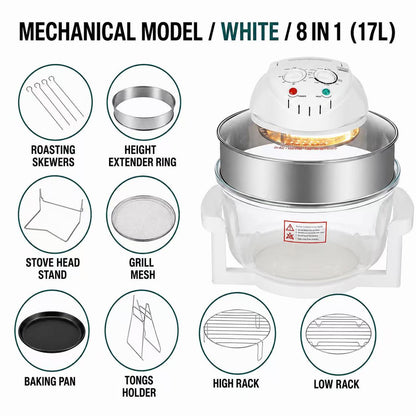 17L Visual Air Fryer Oven — 360° Heat, Glass Bowl, Multi-Function