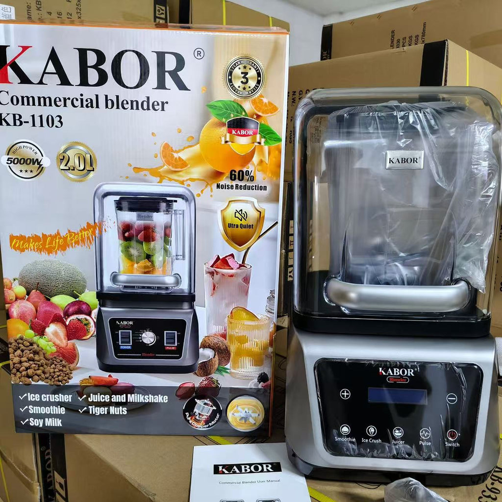 KABOR Pure Copper Soundproof Commercial Blender – Ultra-Quiet 5000W