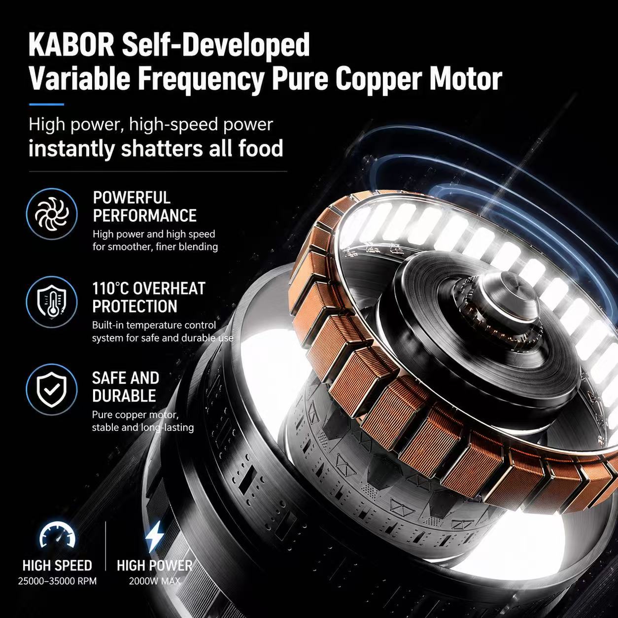 KABOR High Speed Blender KB-9833 – 8500W Professional Power