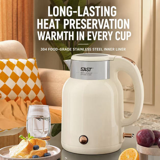 SAST Double-Wall Electric Kettle – Long-Lasting Heat Preservation.Stainless Steel