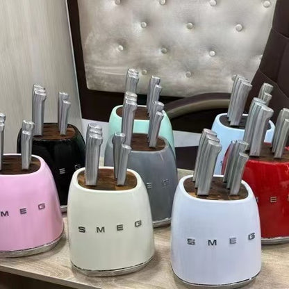 SMEG 7-Piece Italian Stainless Steel Knife Block Set