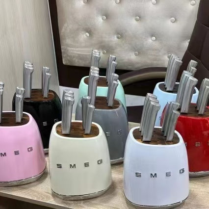 SMEG 7-Piece Italian Stainless Steel Knife Block Set