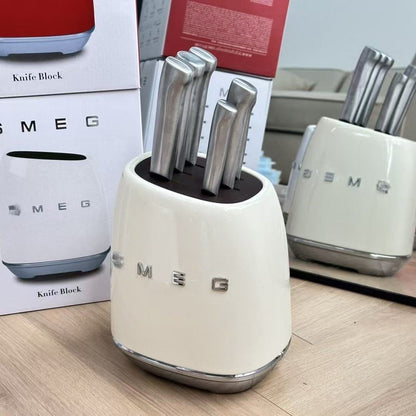 SMEG 7-Piece Italian Stainless Steel Knife Block Set