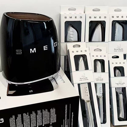 SMEG 7-Piece Italian Stainless Steel Knife Block Set
