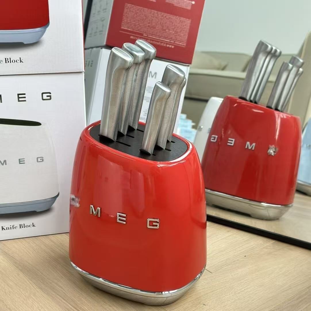SMEG 7-Piece Italian Stainless Steel Knife Block Set