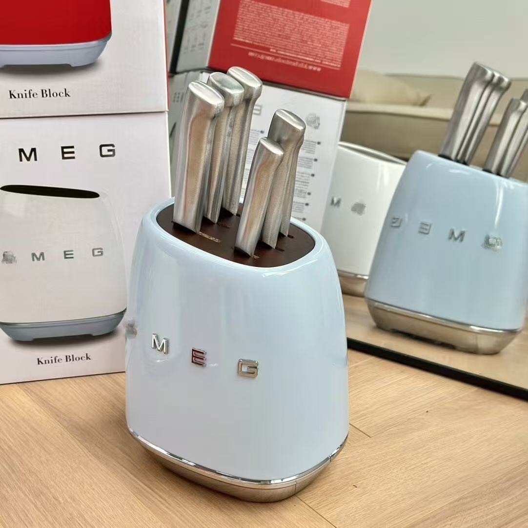 SMEG 7-Piece Italian Stainless Steel Knife Block Set