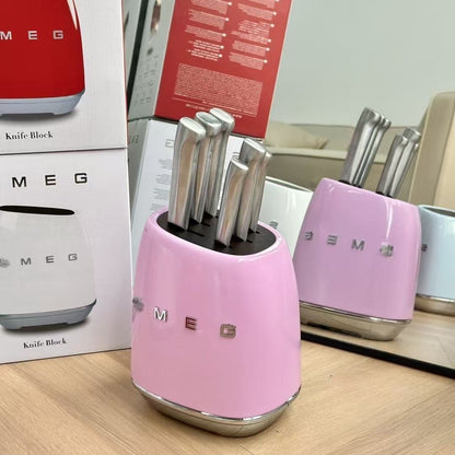 SMEG 7-Piece Italian Stainless Steel Knife Block Set