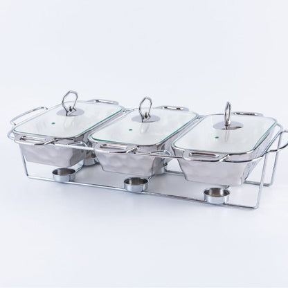 Gold Chafing Dish Buffet Set – 6-Pan Food Warmer with Glass Lids