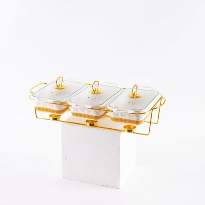Gold Chafing Dish Buffet Set – 6-Pan Food Warmer with Glass Lids