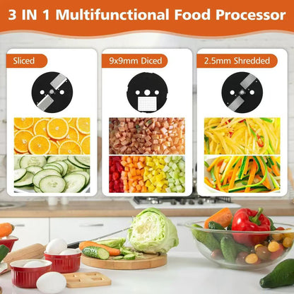Commercial Food Processor – 550W Powerful Motor with 8 Blade Options