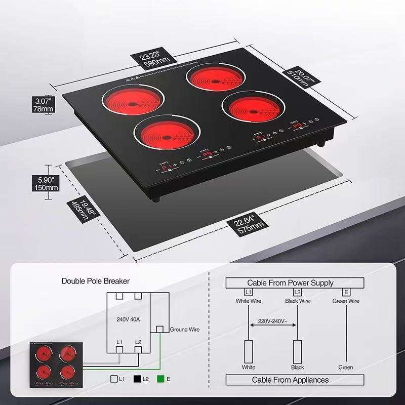 Wonder Baker 4-Burner Electric Ceramic Cooktop with LED Touch Screen