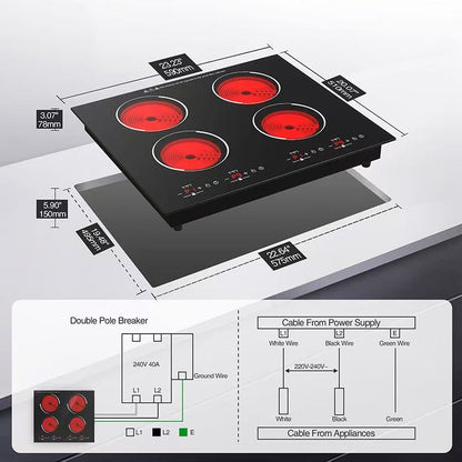 Wonder Baker 4-Burner Electric Ceramic Cooktop with LED Touch Screen