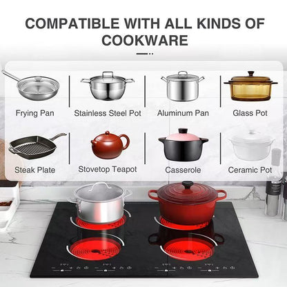 Wonder Baker 4-Burner Electric Ceramic Cooktop with LED Touch Screen