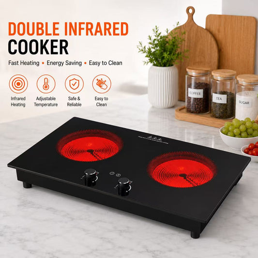 Dual Burner Electric Ceramic Cooktop – 2400W Touch Control