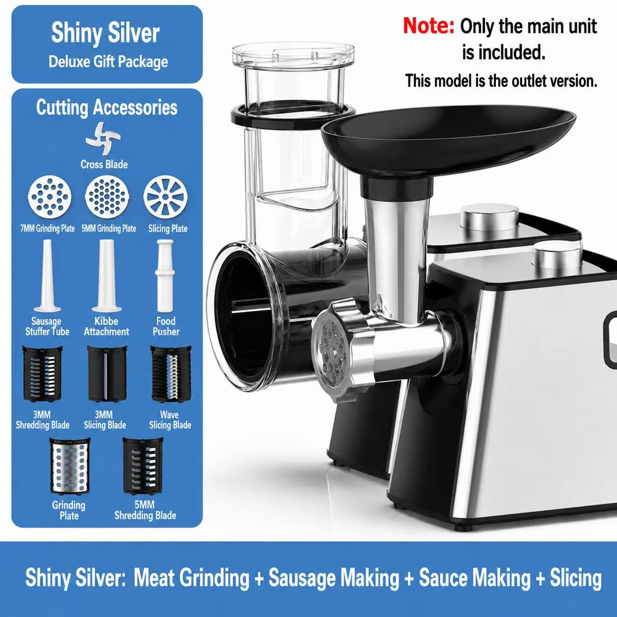 2-in-1 Electric Meat Grinder & Salad Maker
