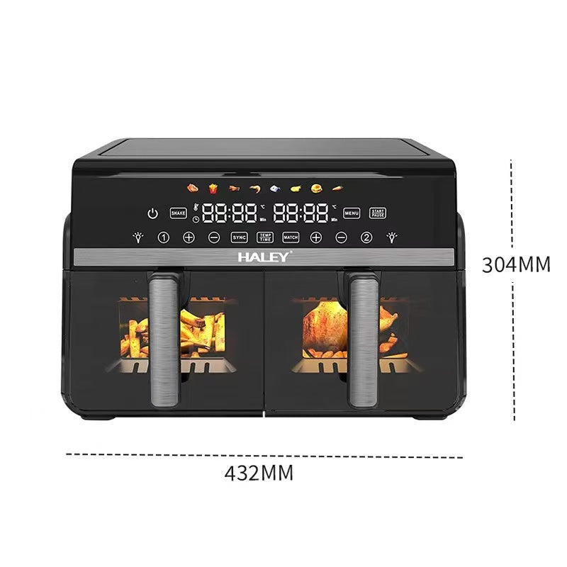 Haley HY2527 Dual Basket Air Fryer — 2800W, 7+7L with See-Through Windows
