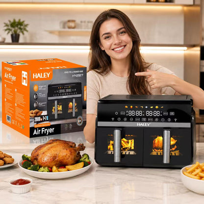 Haley HY2527 Dual Basket Air Fryer — 2800W, 7+7L with See-Through Windows