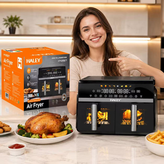 Haley HY2527 Dual Basket Air Fryer — 2800W, 7+7L with See-Through Windows