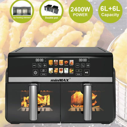 minMAX Dual Zone Air Fryer — 2400W, 6L+6L with Smart Touch Display